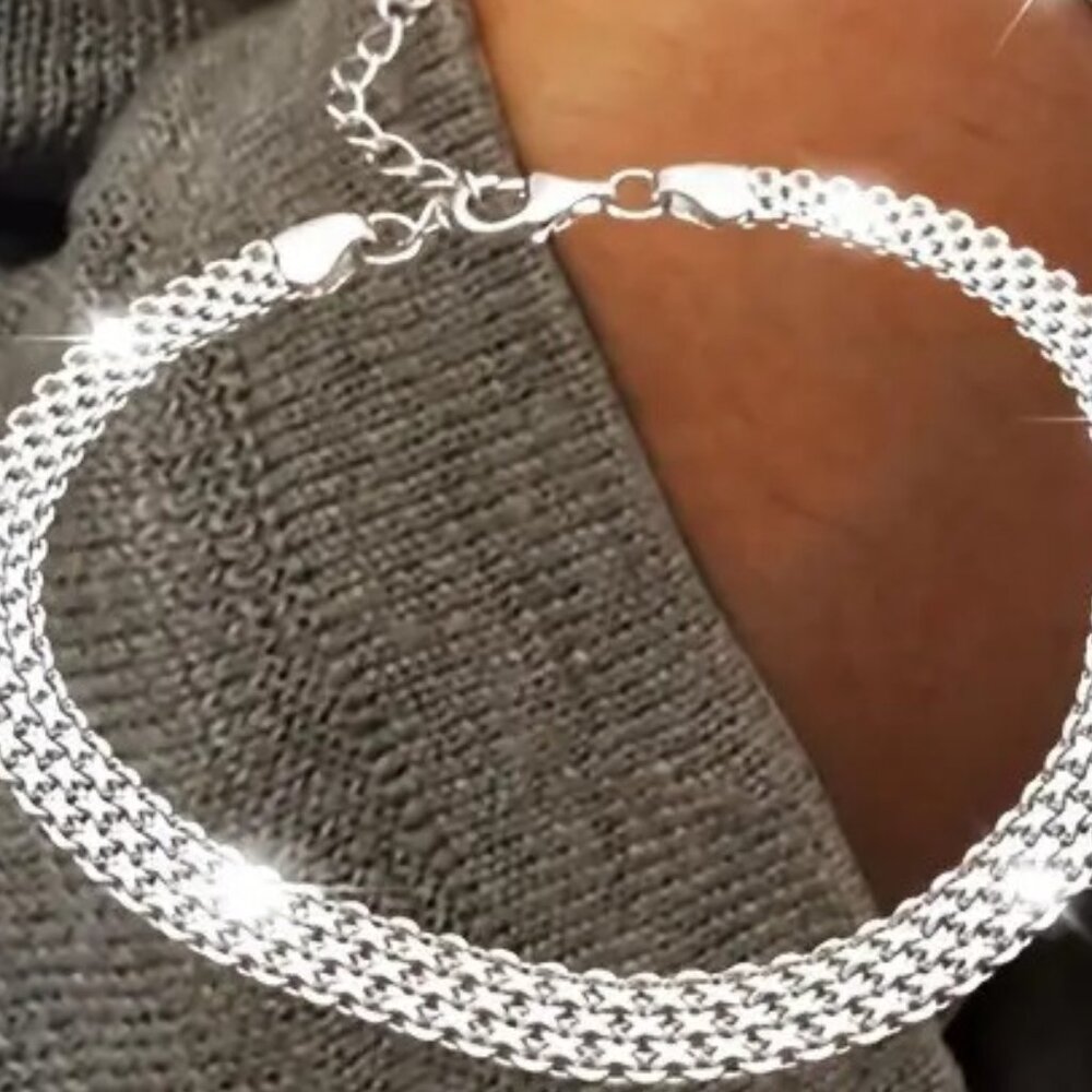 New! Elegant 925 Sterling Silver Necklace Heavy Weighted Chain, Beautiful Shiny
